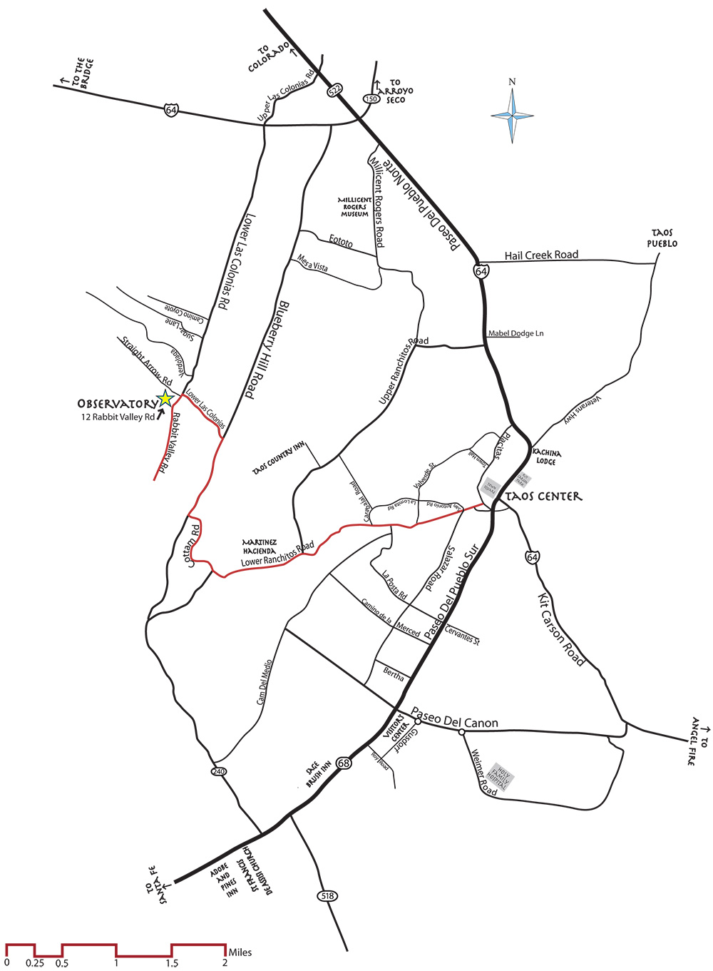 map to Rabbit Valley Observatory